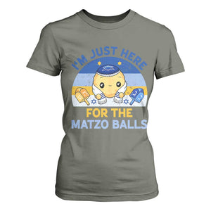 Im Just Here For The Matzo Balls T Shirt For Women Funny Jewish Holiday Gift TS12 Military Green Print Your Wear
