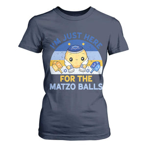 Im Just Here For The Matzo Balls T Shirt For Women Funny Jewish Holiday Gift TS12 Navy Print Your Wear
