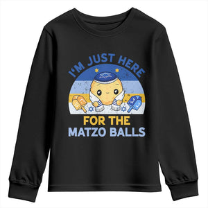 Im Just Here For The Matzo Balls Youth Sweatshirt Funny Jewish Holiday Gift TS12 Black Print Your Wear