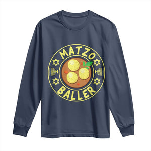 Funny Hanukkah Food Lover Gift Long Sleeve Shirt Matzo Baller TS12 Navy Print Your Wear