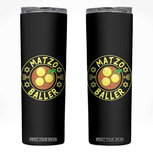 Funny Hanukkah Food Lover Gift Skinny Tumbler Matzo Baller TS12 Black Print Your Wear