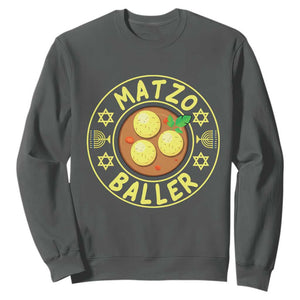 Funny Hanukkah Food Lover Gift Sweatshirt Matzo Baller TS12 Dark Heather Print Your Wear