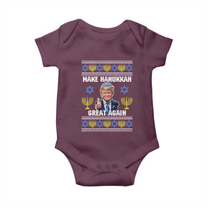 Make Hanukkah Great Again Baby Onesie Funny Ugly Jewish Holiday Gift TS12 Maroon Print Your Wear