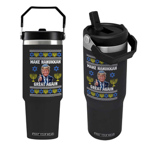 Make Hanukkah Great Again Flip Straw Tumbler Funny Ugly Jewish Holiday Gift TS12 One Size: 30 oz Black Print Your Wear