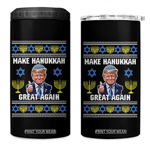 Make Hanukkah Great Again 4 in 1 Can Cooler Tumbler Funny Ugly Jewish Holiday Gift TS12 One Size: 16 oz Black Print Your Wear