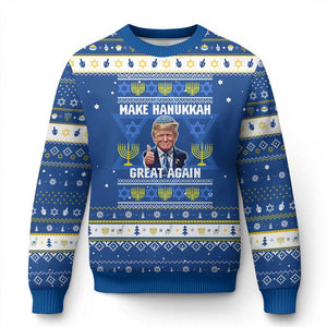 Make Chanukkah Great Again Hanukkah Ugly Sweater Funny Ugly Jewish Holiday Gift TS12 Blue White Print Your Wear