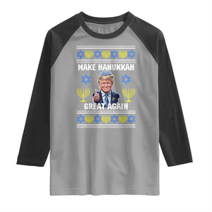 Make Hanukkah Great Again Raglan Shirt Funny Ugly Jewish Holiday Gift TS12 Sport Gray Black Print Your Wear