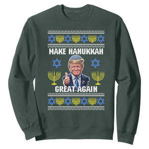 Make Hanukkah Great Again Sweatshirt Funny Ugly Jewish Holiday Gift TS12 Dark Forest Green Print Your Wear
