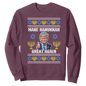 Make Hanukkah Great Again Sweatshirt Funny Ugly Jewish Holiday Gift TS12 Maroon Print Your Wear