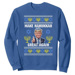 Make Hanukkah Great Again Sweatshirt Funny Ugly Jewish Holiday Gift TS12 Royal Blue Print Your Wear