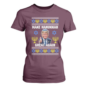 Make Hanukkah Great Again T Shirt For Women Funny Ugly Jewish Holiday Gift TS12 Maroon Print Your Wear