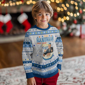 Funny Jewish Holiday Hanukkah Ugly Sweater Make Chanukkah Great Again Ugly Gift TS12 Gray Blue Print Your Wear