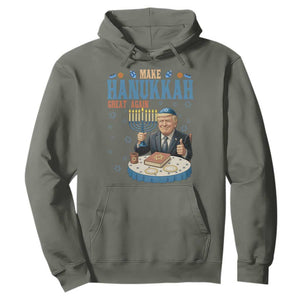 Funny Jewish Holiday Hoodie Make Hanukkah Great Again Ugly Gift TS12 Military Green Print Your Wear