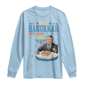 Funny Jewish Holiday Long Sleeve Shirt Make Hanukkah Great Again Ugly Gift TS12 Light Blue Print Your Wear