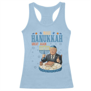 Funny Jewish Holiday Racerback Tank Top Make Hanukkah Great Again Ugly Gift TS12 Light Blue Print Your Wear