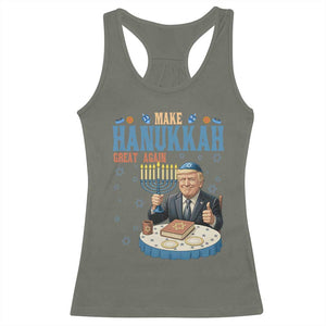 Funny Jewish Holiday Racerback Tank Top Make Hanukkah Great Again Ugly Gift TS12 Military Green Print Your Wear