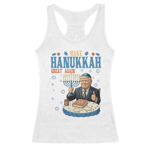 Funny Jewish Holiday Racerback Tank Top Make Hanukkah Great Again Ugly Gift TS12 White Print Your Wear