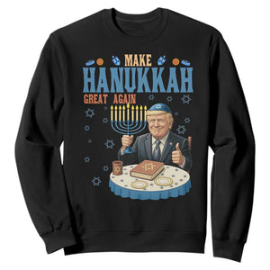 Funny Jewish Holiday Sweatshirt Make Hanukkah Great Again Ugly Gift TS12 Black Print Your Wear