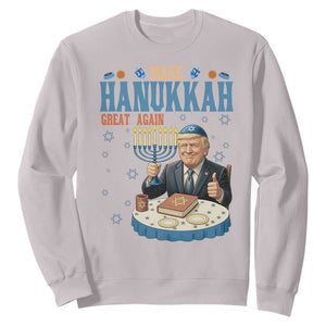 Funny Jewish Holiday Sweatshirt Make Hanukkah Great Again Ugly Gift TS12 Ice Gray Print Your Wear