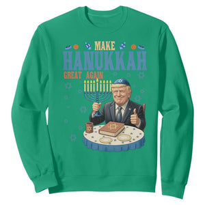 Funny Jewish Holiday Sweatshirt Make Hanukkah Great Again Ugly Gift TS12 Irish Green Print Your Wear