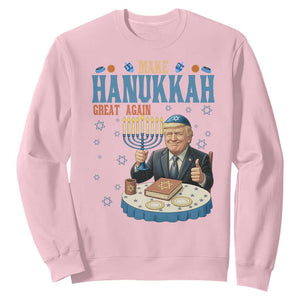 Funny Jewish Holiday Sweatshirt Make Hanukkah Great Again Ugly Gift TS12 Light Pink Print Your Wear