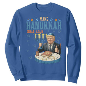Funny Jewish Holiday Sweatshirt Make Hanukkah Great Again Ugly Gift TS12 Royal Blue Print Your Wear