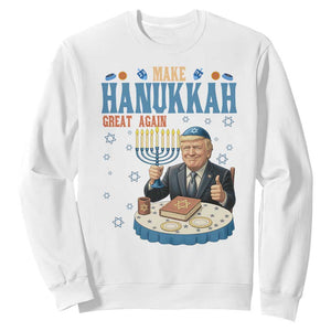 Funny Jewish Holiday Sweatshirt Make Hanukkah Great Again Ugly Gift TS12 White Print Your Wear