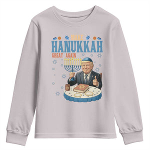 Funny Jewish Holiday Youth Sweatshirt Make Hanukkah Great Again Ugly Gift TS12 Ice Gray Print Your Wear