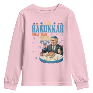 Funny Jewish Holiday Youth Sweatshirt Make Hanukkah Great Again Ugly Gift TS12 Light Pink Print Your Wear