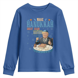 Funny Jewish Holiday Youth Sweatshirt Make Hanukkah Great Again Ugly Gift TS12 Royal Blue Print Your Wear