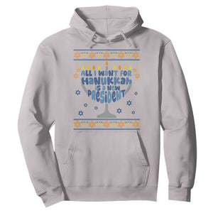 Funny Political Ugly Hoodie All I Want For Hanukkah Is A New President TS12 Ice Gray Print Your Wear