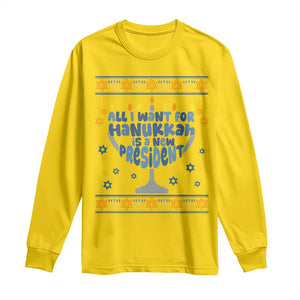 Funny Political Ugly Long Sleeve Shirt All I Want For Hanukkah Is A New President TS12 Daisy Print Your Wear