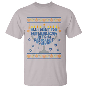 Funny Political Ugly T Shirt All I Want For Hanukkah Is A New President TS12 Ice Gray Print Your Wear