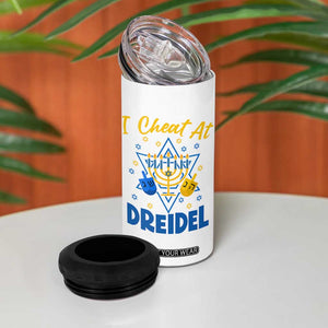 I Cheat At Dreidel 4 in 1 Can Cooler Tumbler Funny Hanukkah Jewish Gift TS12 Print Your Wear