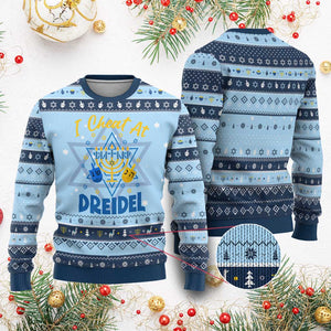 I Cheat At Dreidel Hanukkah Ugly Sweater Funny Jewish Gift TS12 Light Blue Navy Print Your Wear