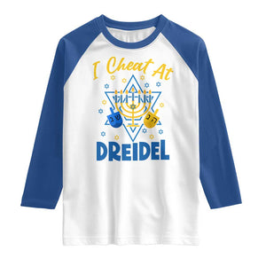 I Cheat At Dreidel Raglan Shirt Funny Hanukkah Jewish Gift TS12 White Royal Print Your Wear