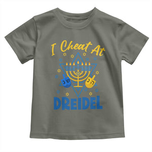I Cheat At Dreidel Toddler T Shirt Funny Hanukkah Jewish Gift TS12 Military Green Print Your Wear