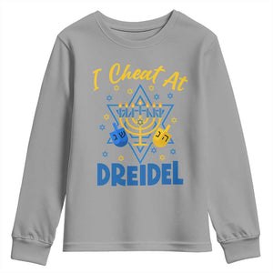I Cheat At Dreidel Youth Sweatshirt Funny Hanukkah Jewish Gift TS12 Sport Gray Print Your Wear
