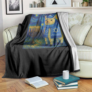Starry Hanukkah Night Throw Blanket Funny Llama Jewish Holiday Gift TS12 Print Your Wear