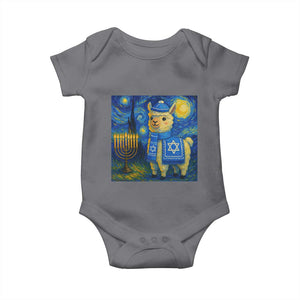 Starry Hanukkah Night Baby Onesie Funny Llama Jewish Holiday Gift TS12 Charcoal Print Your Wear