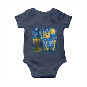 Starry Hanukkah Night Baby Onesie Funny Llama Jewish Holiday Gift TS12 Navy Print Your Wear