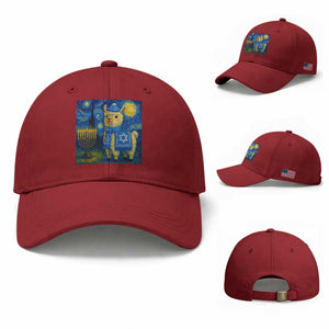 Starry Hanukkah Night Baseball Cap Funny Llama Jewish Holiday Gift TS12 Baseball Cap Universal Fit Cherry Red Print Your Wear