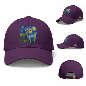 Starry Hanukkah Night Baseball Cap Funny Llama Jewish Holiday Gift TS12 Baseball Cap Universal Fit Purple Print Your Wear