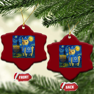 Starry Hanukkah Night Ceramic Ornament Funny Llama Jewish Holiday Gift TS12 Print Your Wear