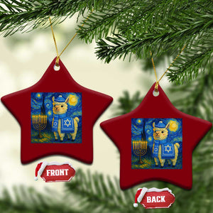 Starry Hanukkah Night Ceramic Ornament Funny Llama Jewish Holiday Gift TS12 Print Your Wear