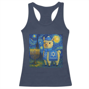 Starry Hanukkah Night Racerback Tank Top Funny Llama Jewish Holiday Gift TS12 Navy Print Your Wear
