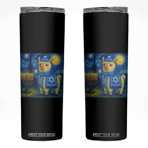 Starry Hanukkah Night Skinny Tumbler Funny Llama Jewish Holiday Gift TS12 Black Print Your Wear