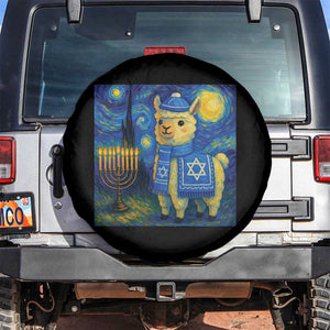 Starry Hanukkah Night Spare Tire Cover Funny Llama Jewish Holiday Gift TS12 No hole Black Print Your Wear