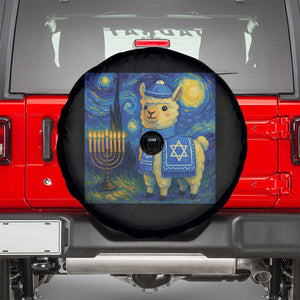 Starry Hanukkah Night Spare Tire Cover Funny Llama Jewish Holiday Gift TS12 Black Print Your Wear