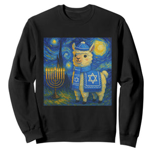 Starry Hanukkah Night Sweatshirt Funny Llama Jewish Holiday Gift TS12 Black Print Your Wear